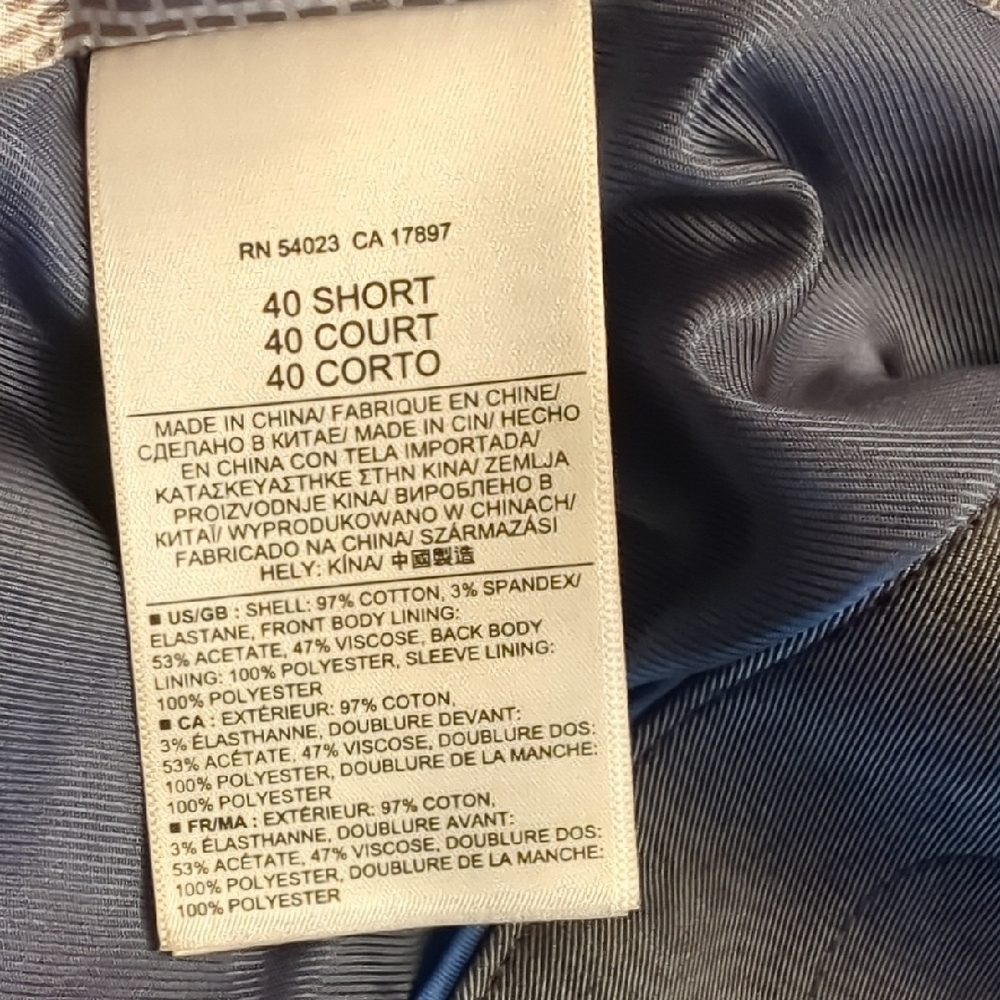 Banana Republic Men's Tailored Fit Blue/Gray Sport Coat 40S - Picture 9 of 11